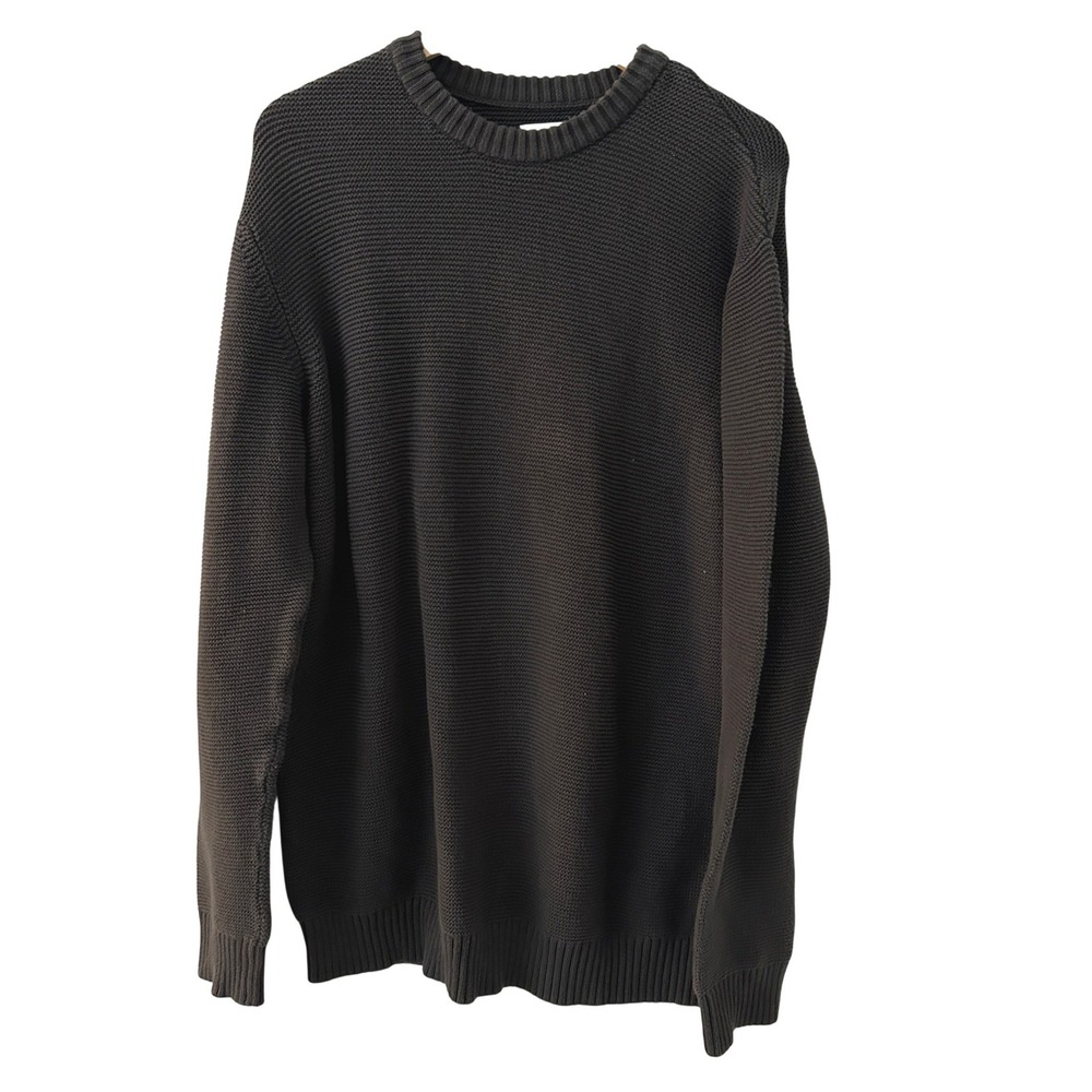 Pact Organic Cotton Sweater Mens XL Charcoal Grey‎ Excellent Textured Knit Crew